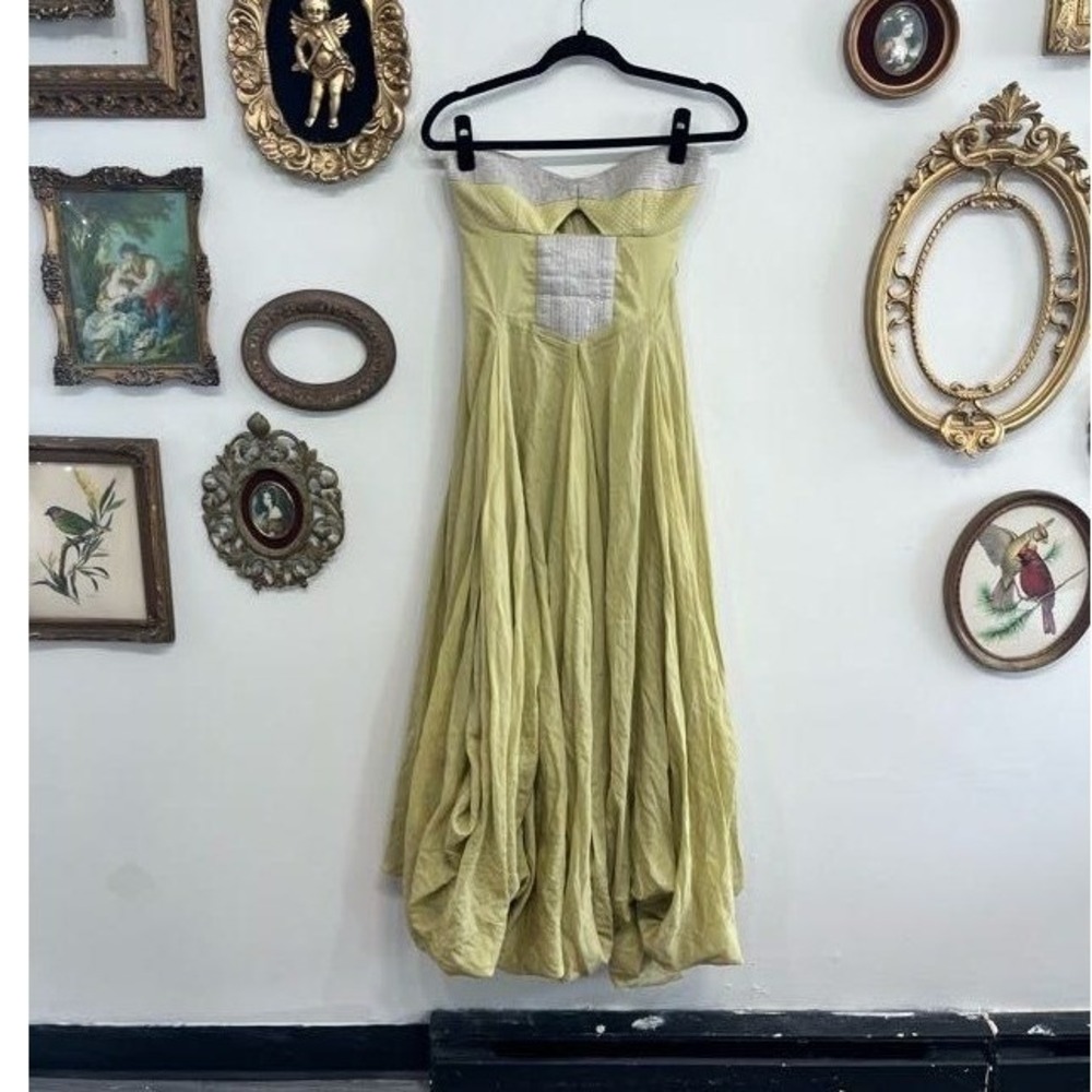 Willow Strapless Citron Chartreuse Balloon Maxi Dress Size 6